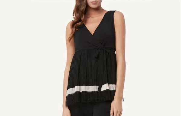 Blusa Em Georgette Plissado - Preto P
