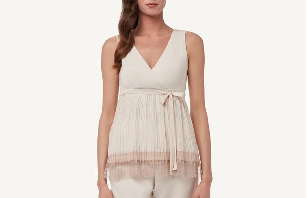 Blusa Em Georgette Plissado - Off-White G