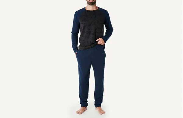 Pijama Manga Comprida - Azul G