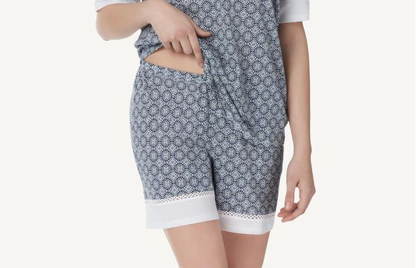 Shorts De Algodão Supima Maiolica Lace - Azul M