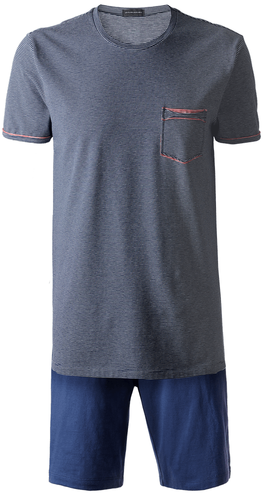 Pijama Masculino Curto Em Jersey Canelado - Azul G