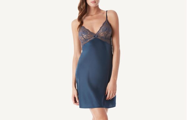 Combinação Em Seda Floral Chic - Azul G