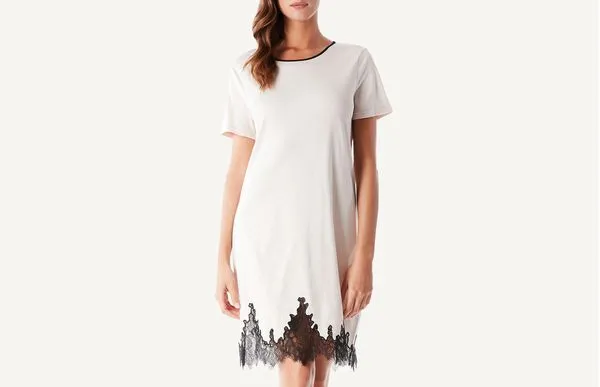 Camisola De Algodao e Renda - Off-White P