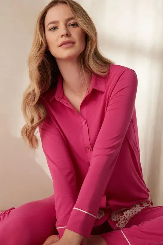 Blusa Manga Comprida Em Modal Pretty Flower - Rosa G