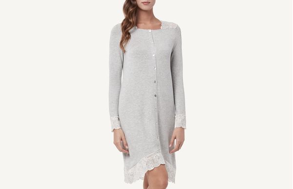 Camisola Com Renda Plissada - Cinza P