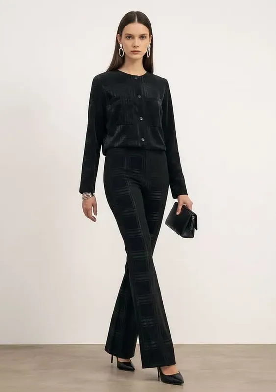 Calça Flare Alta Preto 38