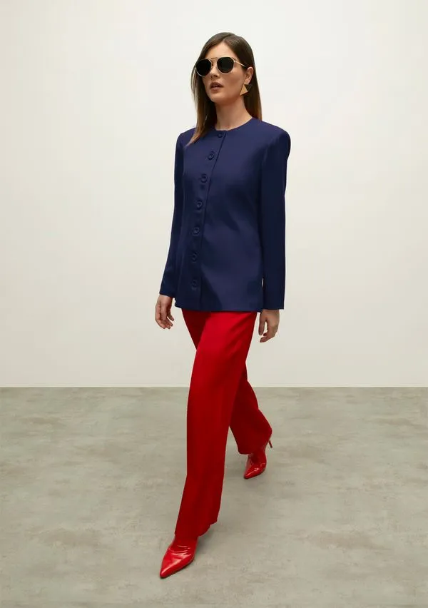 Blazer Iódice Com Botão Alfaiataria Azul P