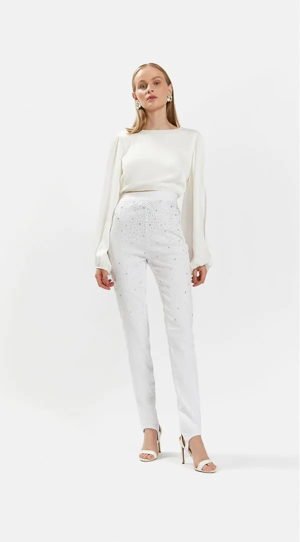 Calca Iódice Jegging Cós Alto Com Termocolante Branco 44