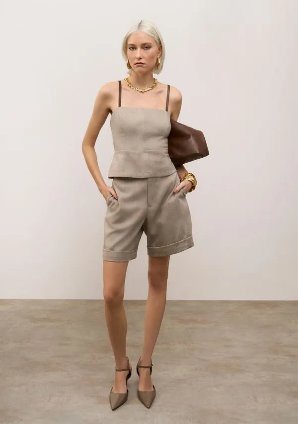Shorts Iódice Amplo Alta Cinza 42