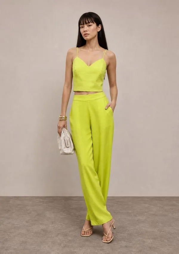 Calça Iódice Reta Alta Verde 40