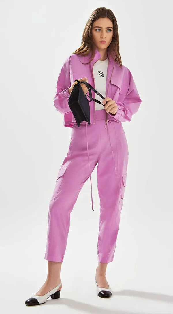 Calca Iódice Baggy Cós Alto Com Recorte Rosa 34