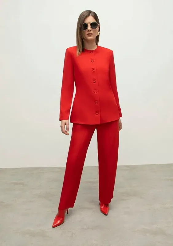 Blazer Iódice Com Botão Alfaiataria Vermelho P