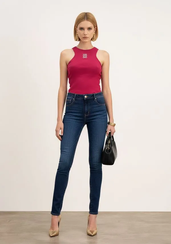 Calça Skinny Média Azul 36
