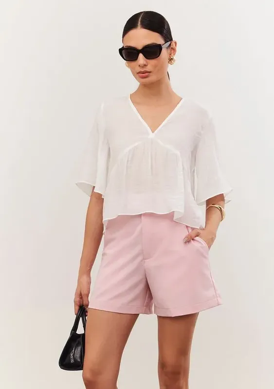 Shorts Iódice Reto Bolso Faca Rosa 34