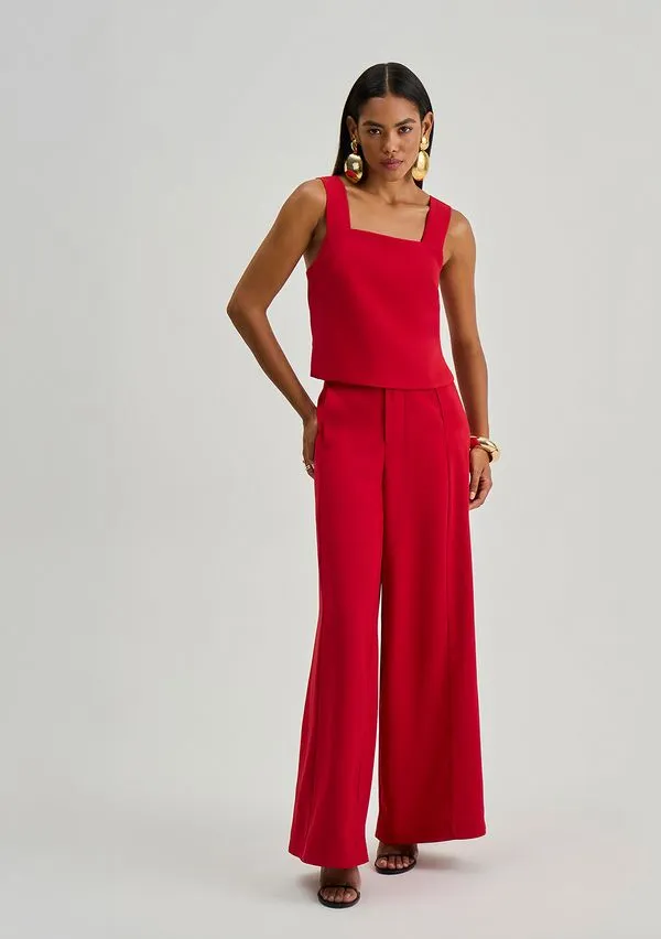 Calça Iódice Wide Alta Vermelho 40