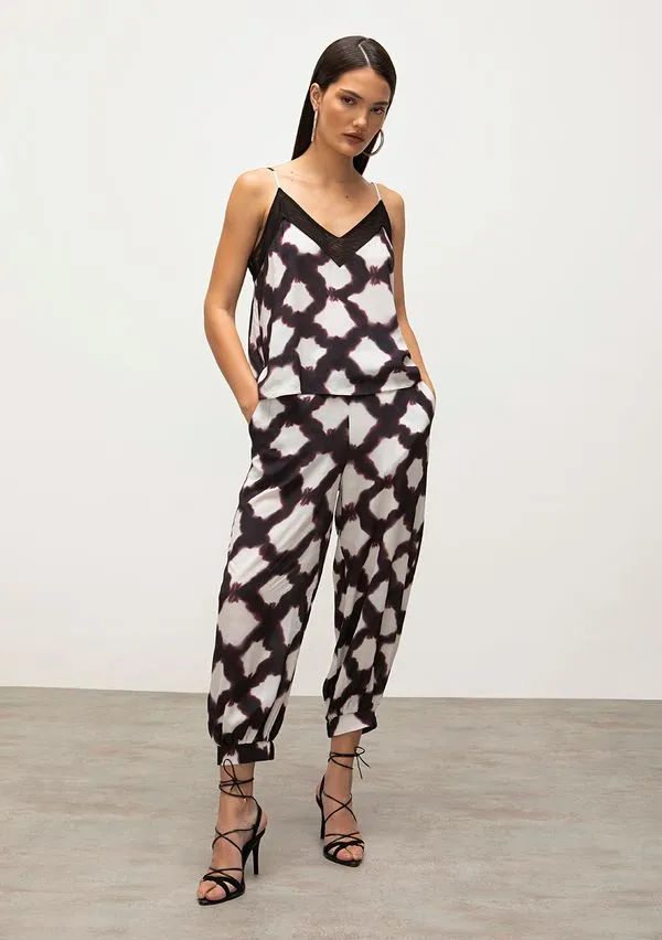 Calca Iódice Jogger Cós Alto Com Elástico Roxo 38