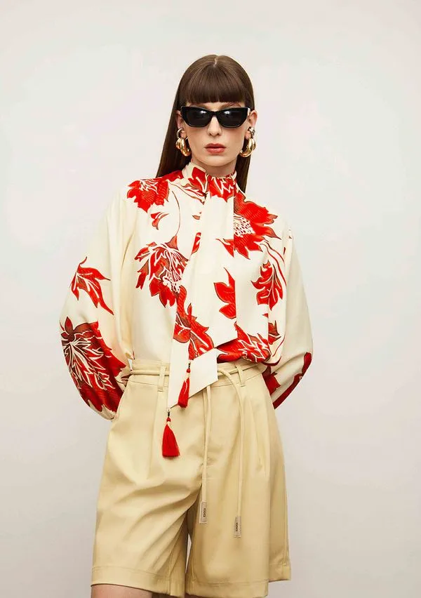 Blusa Iódice Solta Decote V Manga Longa Padrão Off White P