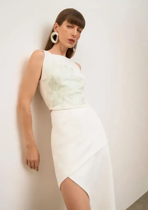 Saia Iódice Reta Alta Midi Off White 42