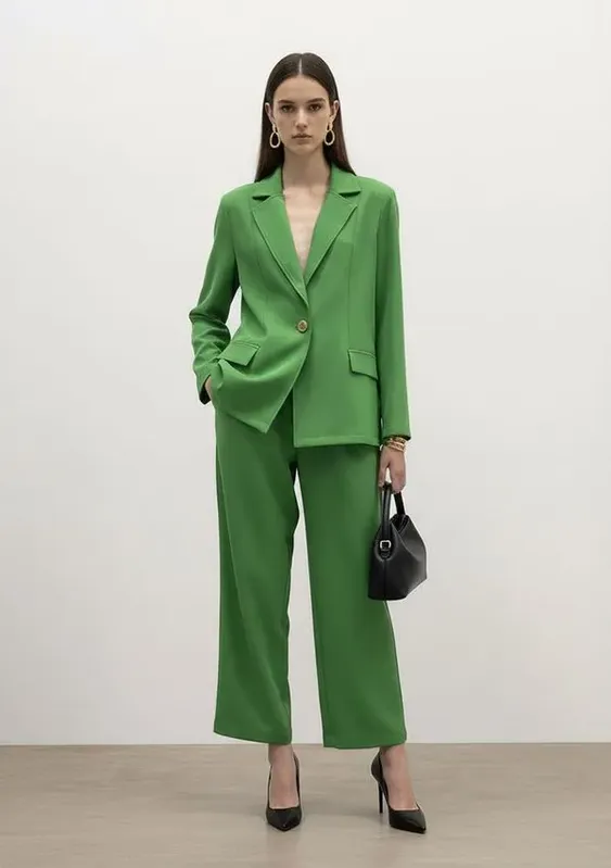 Blazer Solto Manga Longa Padrão Verde P