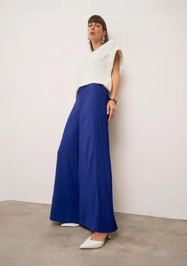 Calça Iódice Wide Alta Azul 40