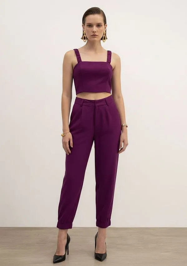 Top Decote Reto Alça Larga Roxo M