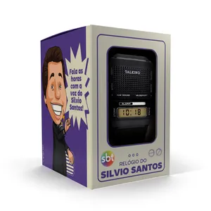 Relógio Digital Com Voz do Silvio Santos Preto - Edição Exclusiva 1 un