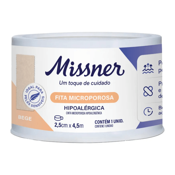 Fita Cirúrgica Missner Microporosa Micropore Bege 2,5Cmx4,5m