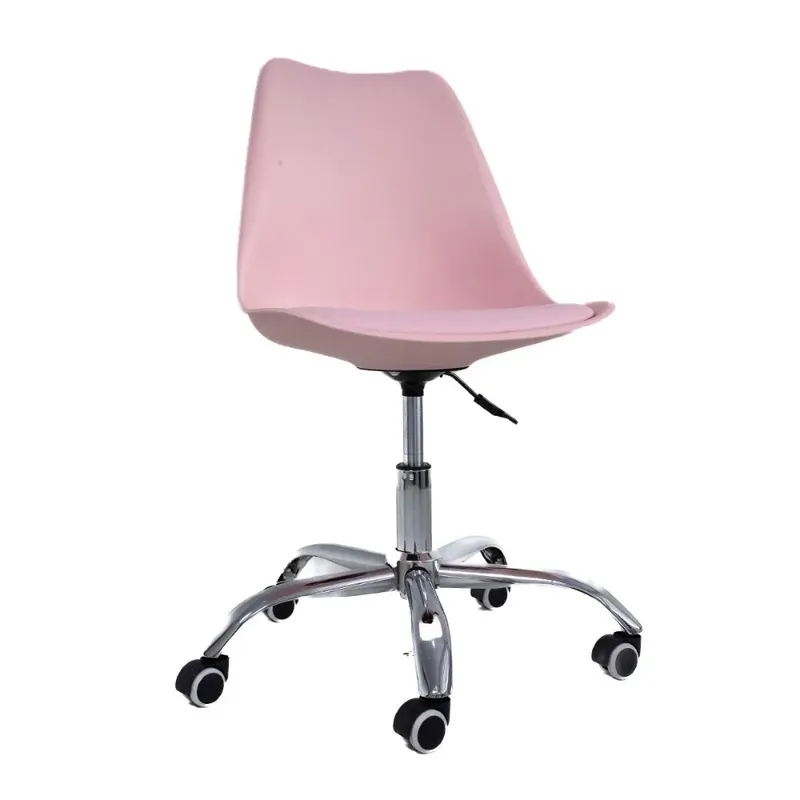 Cadeira De Escritório Office Com Rodízios Estofada LEDa Rosa
