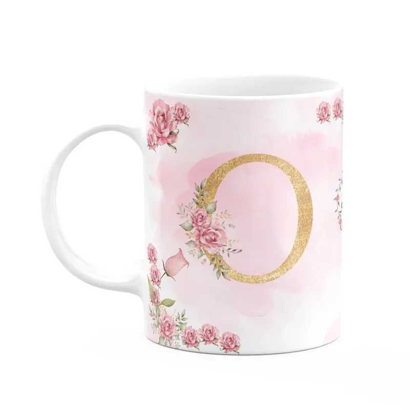Caneca Floral Mães - Inicial Do Nome Letra O - 325ml