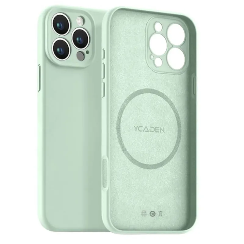 Capa Capinha Protetora de Silicone com Interior em Microfibra Compatível com Magsafe para o iPhone 16 Pro Max - Cor: Verde