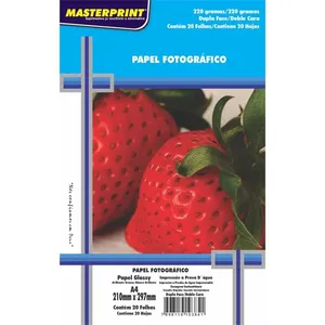 Papel Masterprint Fotografico Inkjet A4 Glossy Dupla Face 220g 20 Folhas