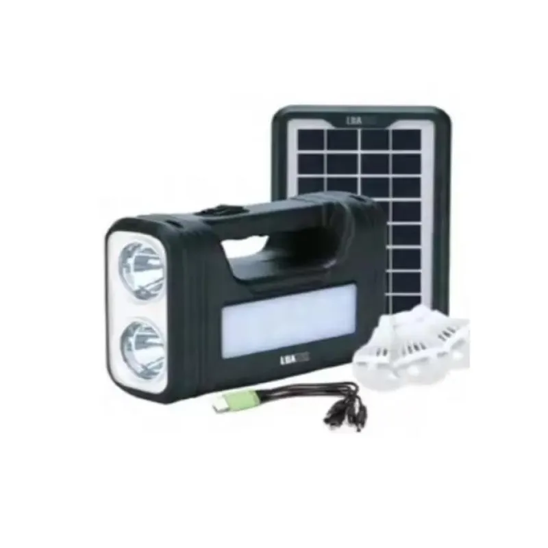 Kit Placa Solar Portátil + 3 Lâmpadas Led + Luz Emergência - Lk-3101