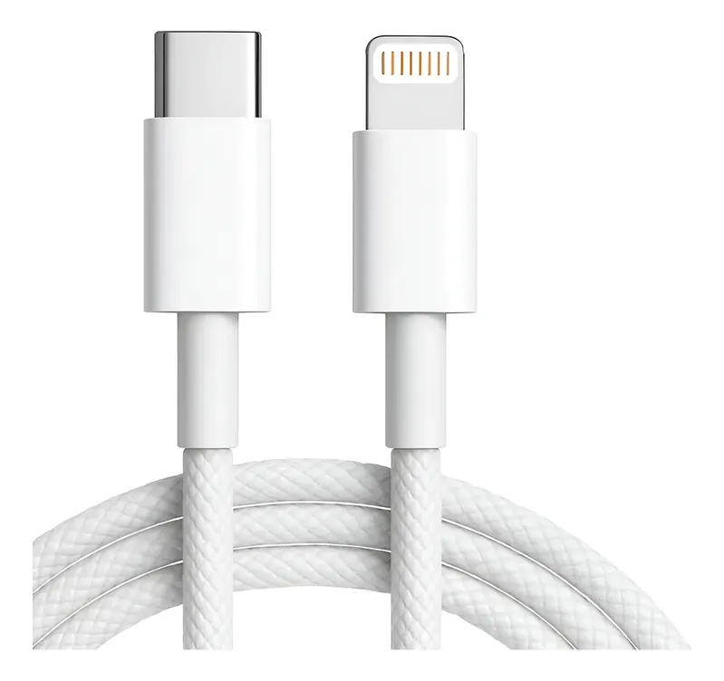 Cabo Usb C Lightnig Turbo Nylon Trançado Compatível Iphone Branco