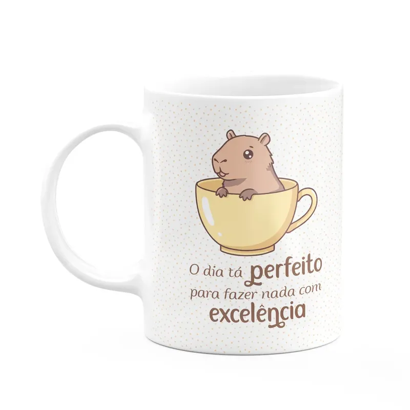 Caneca Divertida Capivaras - O Dia Tá Perfeito