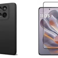 Capa Silicone Aveludada Preta + Película Curvada 3d Moto Edge 60 Fusion