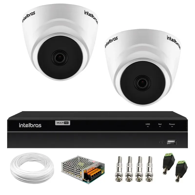 Kit 3 Câmeras Segurança Dome 720p Vhl 1120 D 3.6mm Ir 20 Dvr Intelbras Mhdx 1204 4 Canais 1TB Purple