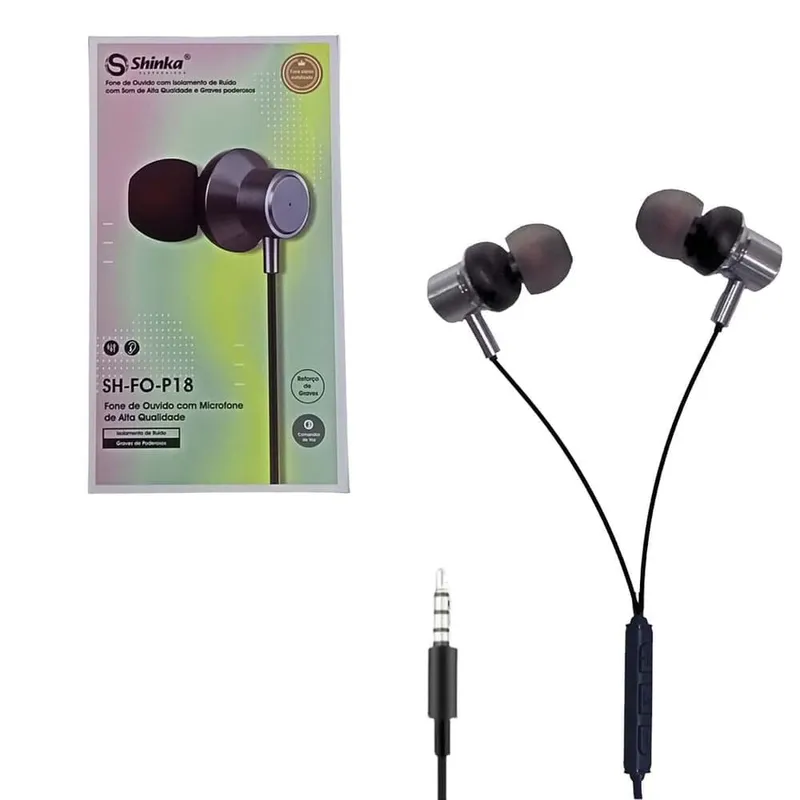 Fone De Ouvido Intra Com Mic E Controle De Volume Shinka