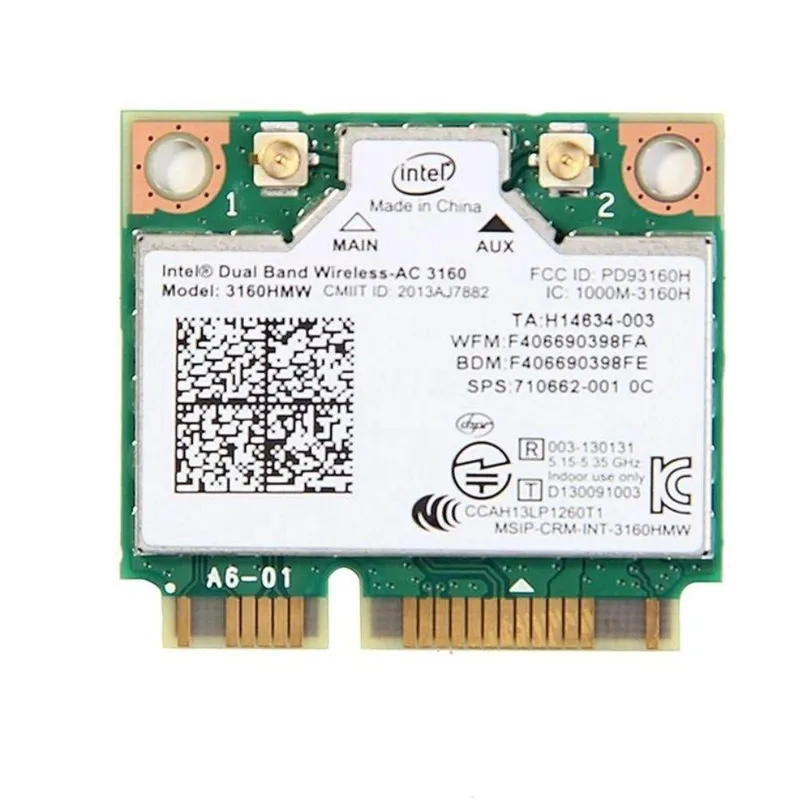 Placa Wifi Intel 3160 Dual Band, 3160hmw, 433mbps
