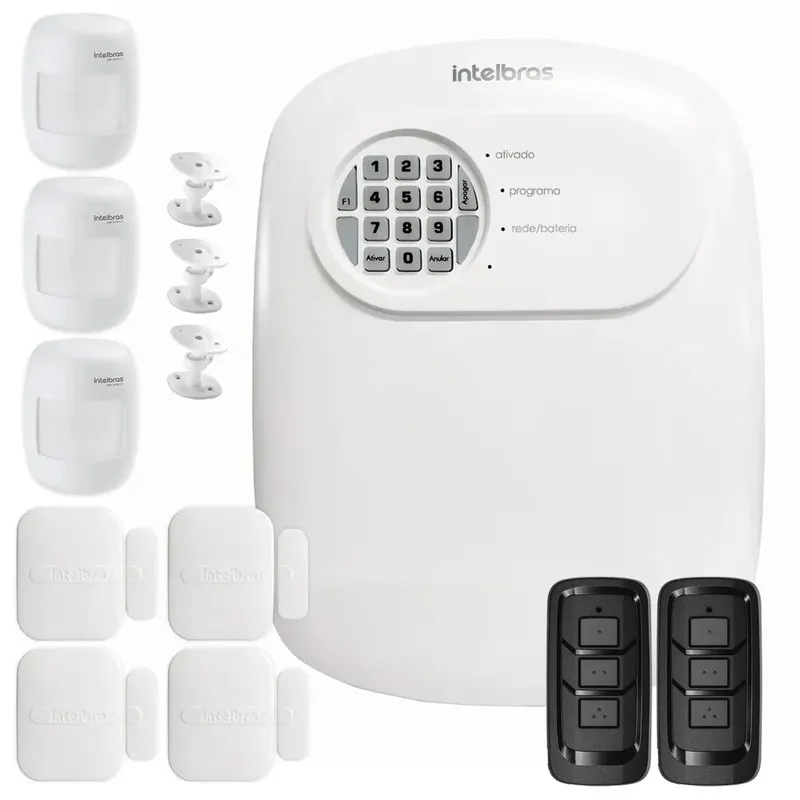Kit Central De Alarme Anm 24 Net Intelbras + 1 Sensor Xas 4010 Smart + 4 Sensores Ivp 3000 Cf