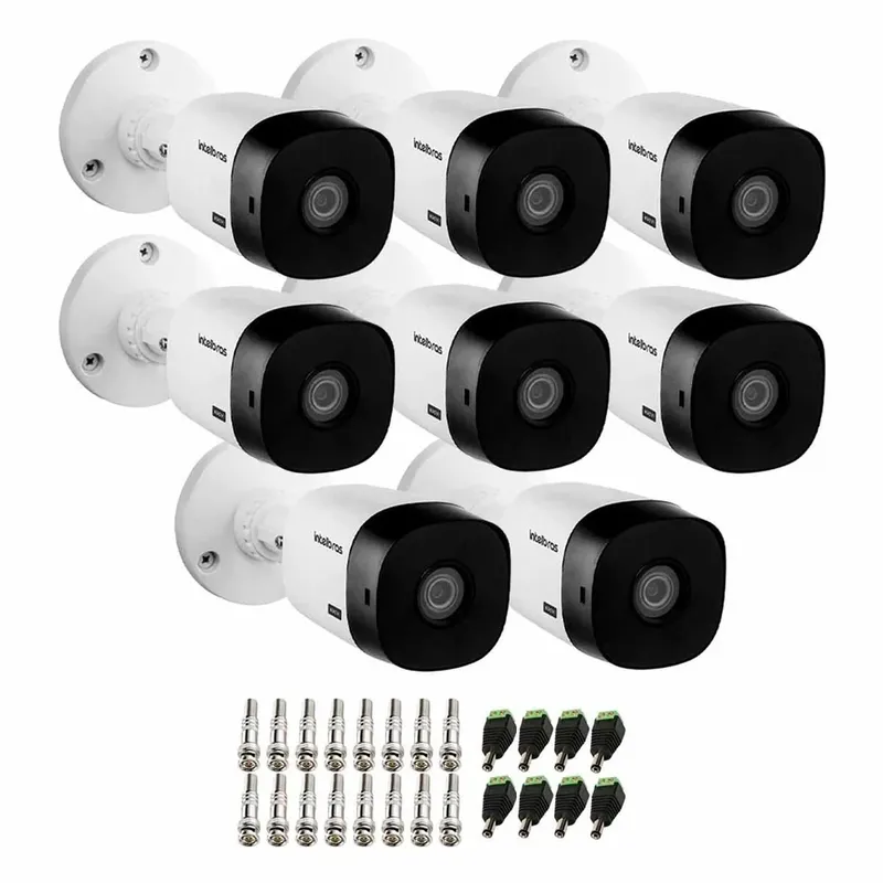 Kit 8 Câmeras Intelbras Vhl 1220 Bullet Full Hd Lente 3.6mm Visão Noturna 20m Ip66 + Conectores