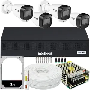 Kit Intelbras Cftv, 04 Câmeras VHD 1130B G7 + DVR Mhdx 1008-c, HD 1TB