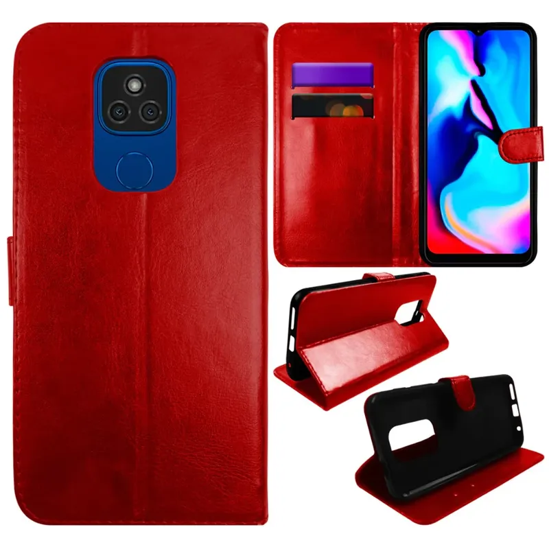 Capa Capinha Carteira Flip Para Motorola Moto G9 Play Vermelha