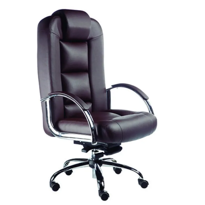 Cadeira Design Office Móveis Presidente Luxuosa Com Braços Fixos Linha Firenze Marrom