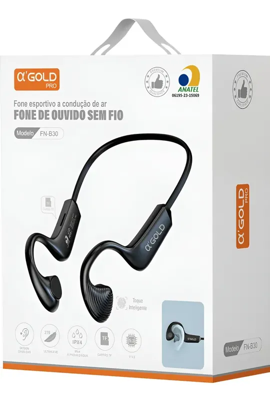 Fone De Ouvido Esportivo Bluetooth 5.3 Condução De Ar A Gold