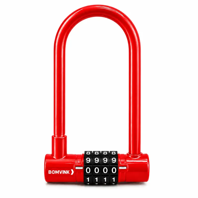 Cadeado Tranca U Senha Antifurto Bicicleta Moto Bike 9x14cm Cor:vermelho