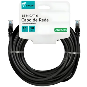 Cabo De Rede Efacini Preto Cat6 Intelbras 100% Cobre, Anatel 70 Metros