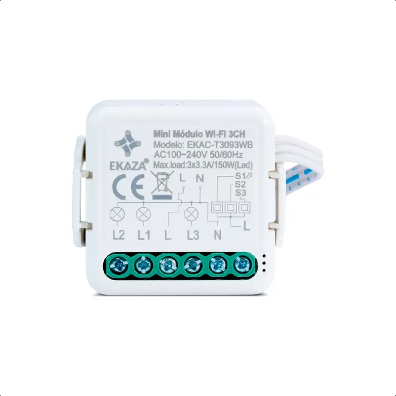 Mini Interruptor Relé Wi-fi+ble 3canais Automação Alexa Tuya