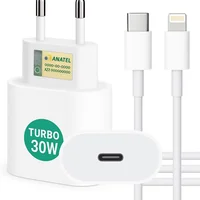 Carregador 30w + Cabo Compatível I.phone, I.phone X Xr 8 11 12 13 14 Plus Pro Max I.pad, Carregamento Ultra Rapido, Fonte Usb-c, Carga Rápida, Produto