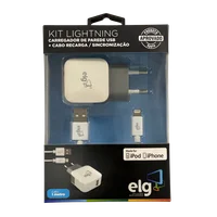 Kit Carregador De Parede Elg Kt810wc 5v Usb + Cabo Branco