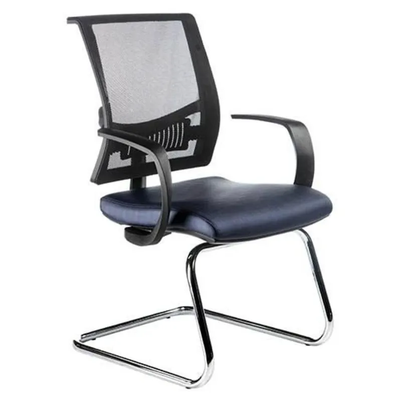 Poltrona Diretor Com Encosto, Tela Mesh Linha Net, Design Azul - Preto